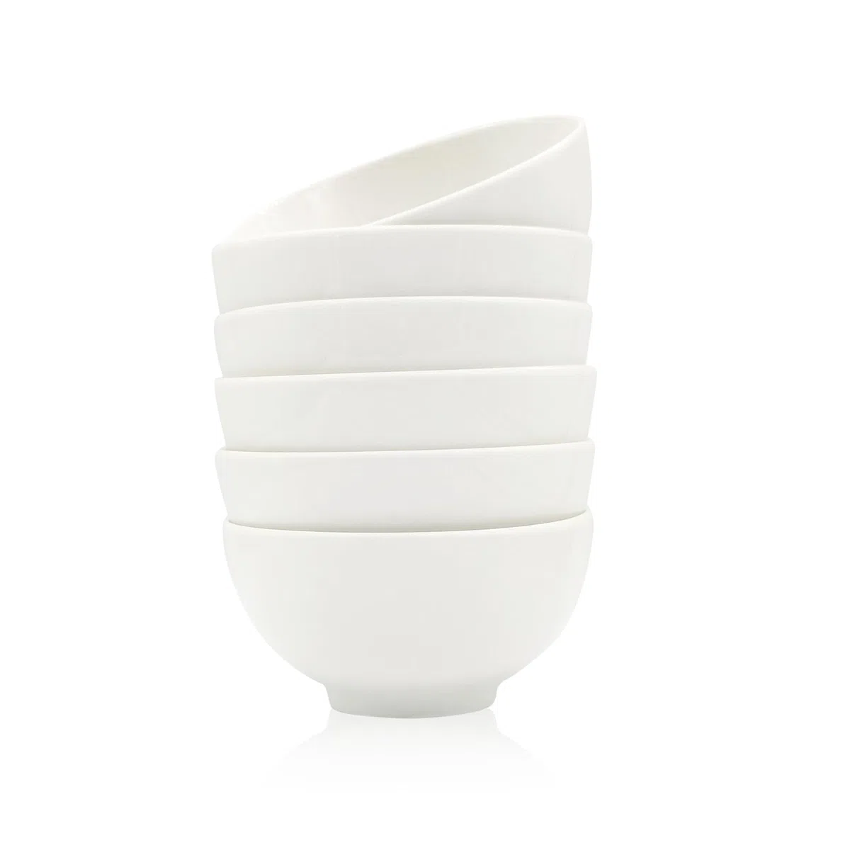 Set di 6 ciotole versatili in ceramica da 300 ml, in porcellana bianca, ideali per gelato, dessert, snack e altro ancora, impilabili, adatte ai bambini, facili da pulire in lavastoviglie
