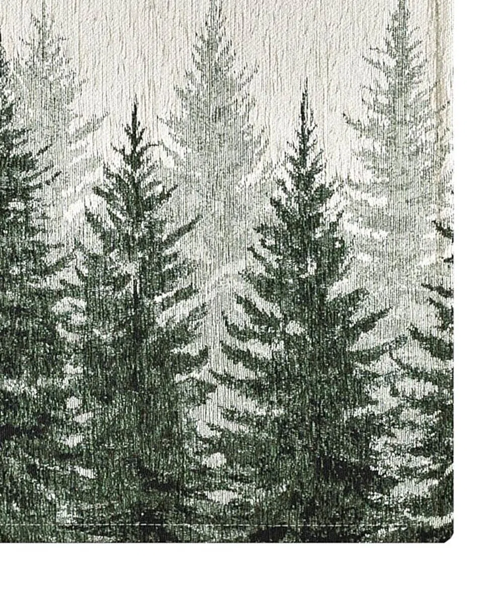 Pierre Tappeti Tappeto ABETI VERDE disegno alberi foresta di montagna, passatoia cucina multiuso lavabile antiscivolo cm.55x140