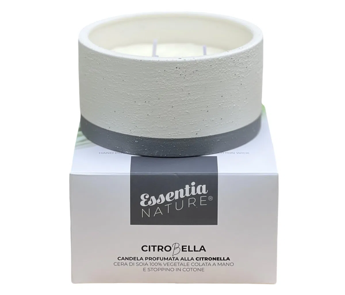 ESSENTIA CitroBella, Candela profumata alla Citronella, Cera di Soia Vegetale, Vaso Ceramica, Olio Essenziale Bio di Citronella di Java, Stoppino Cotone, Antizanzare, Durata 60 h (Antracite, 265 g)