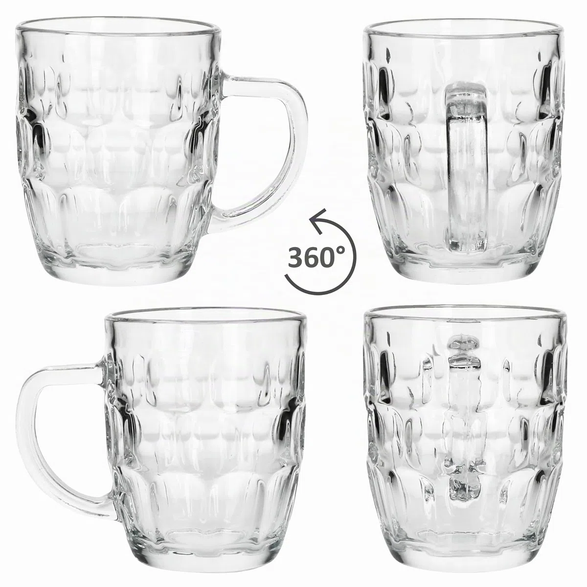 MamboCat Set di 6 boccali da birra Dublino I 400 ml Altezza 12 cm I per 6 persone I Boccale da birra in vetro con rilievo e manico I Bicchieri da birra trasparenti 0,4 l I Boccale da birra per feste