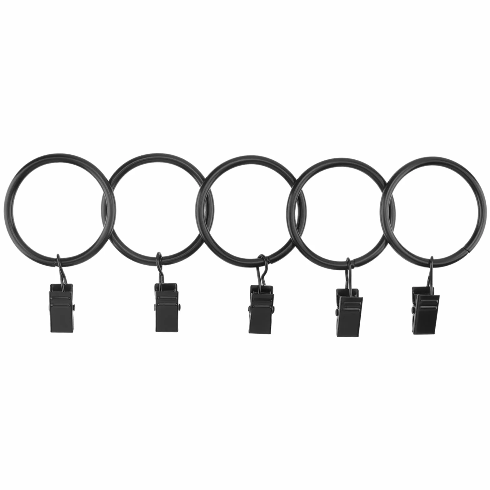 40 Anelli Per Tende Con Clip Da 38 mm, Clip Con Anello In Metallo Nero Per Tende Da Doccia, Finestre E Aste, Antiruggine