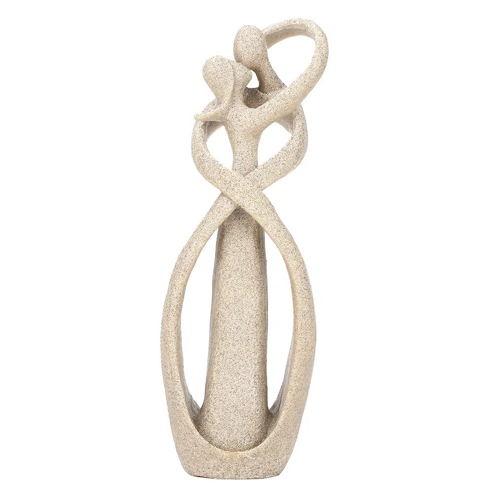 Statua Scultura di Coppia di Amanti del Bacio di arenaria Fatta a Mano, statuina scolpita Artigianato Artistico, Decorazione
