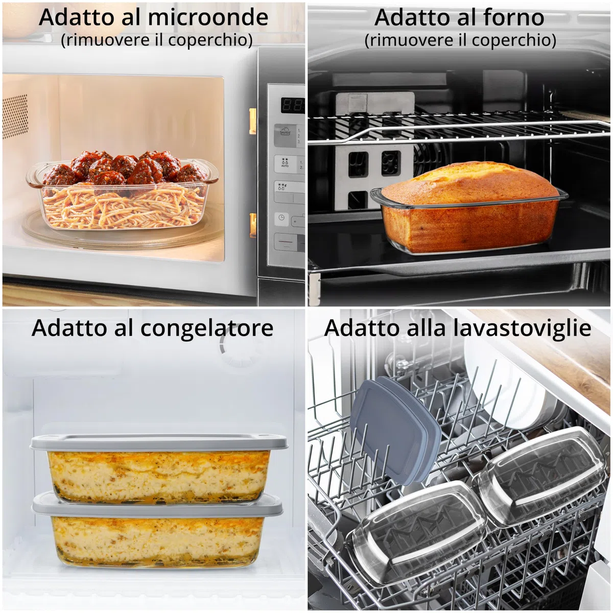 Winter Shore Pirofila Vetro 1,8 l (2 Pezzi) - Teglia per Pane in Cassetta Grande Antiaderente con Coperchio e Manici - Microonde, Forno, Congelatore, Lavastoviglie, Senza BPA - Stampo Pane in Cassetta