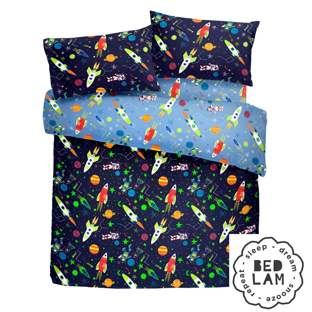 Bedlam, 52% poliestere,48% cotone Set copripiumino, blu