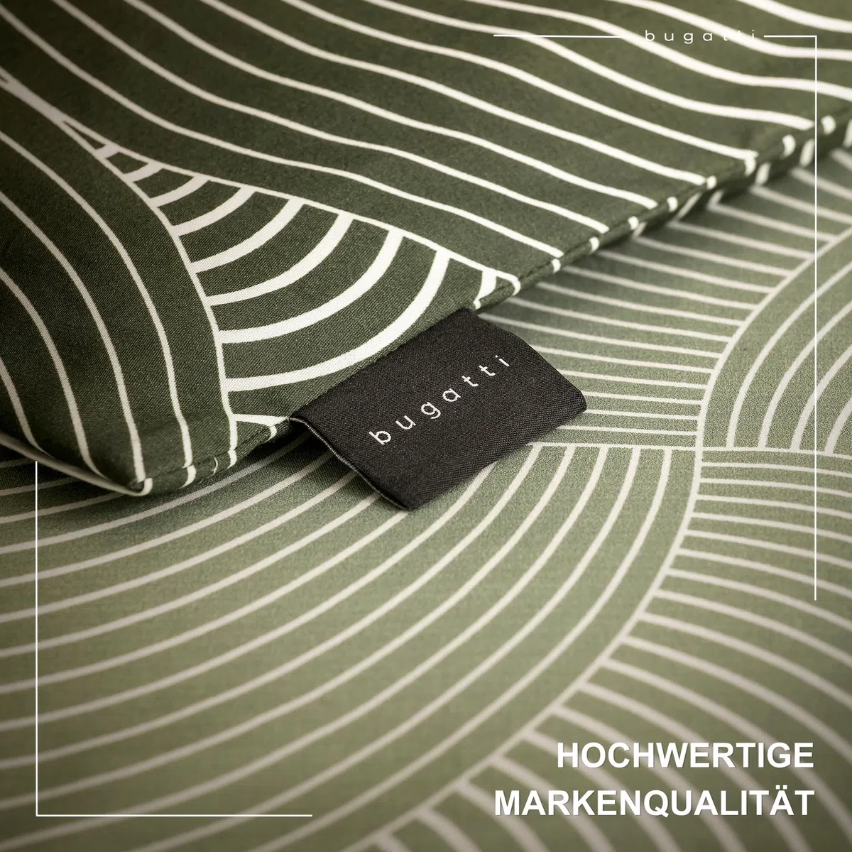 bugatti Biancheria da letto 135 x 200 cm, 100% cotone, chiusura lampo, morbida e lavabile, biancheria da letto in raso makò, motivo a cerchi, verde grafico