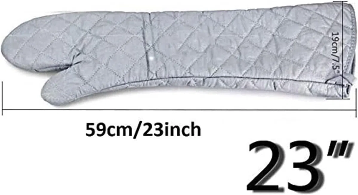 Linwnil Guanti da forno resistenti al calore, in cotone, guanti da cucina ad alta temperatura, guanti da barbecue (58 cm)