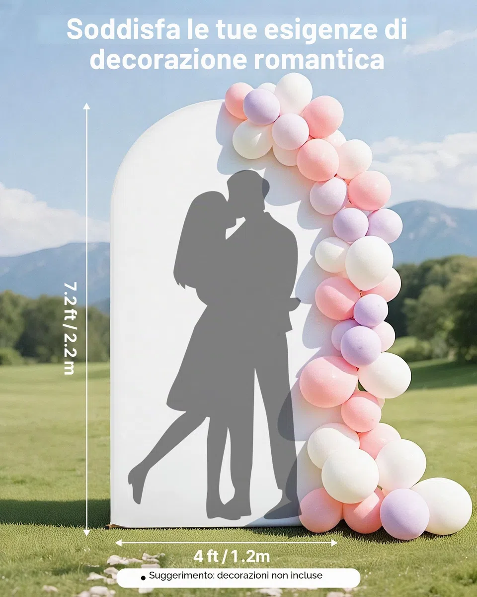 VEVOR Supporto per Fondale ad Arco 2,2 x 1,2 m, Struttura Stabile, Facile da Montare, Set di Fondali ad Arco per Feste con Copertura per Matrimoni, Feste di Compleanno, Decorazioni per Cerimonie