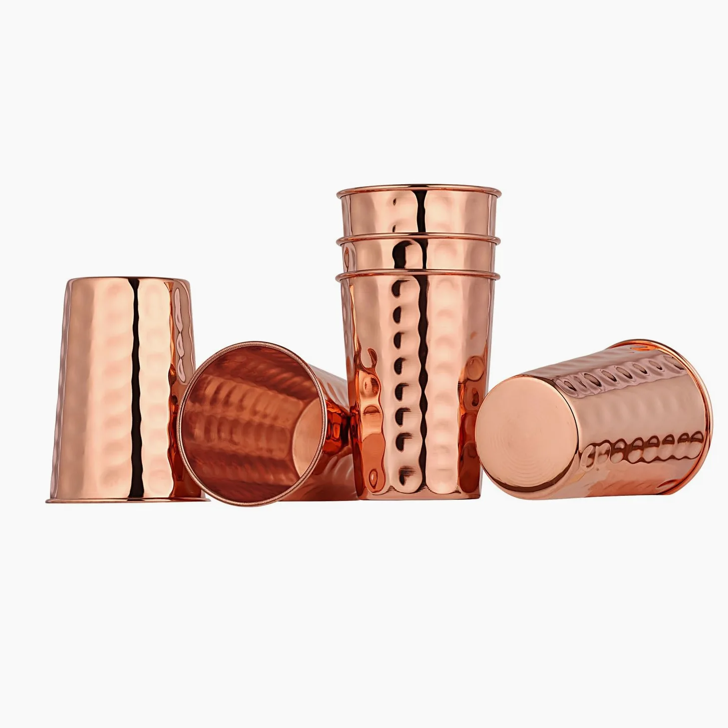 ANCIENTIMPEX Set di 6 bicchieri in puro rame martellato, capacità 350 ml, benefici per la salute ayurvedica