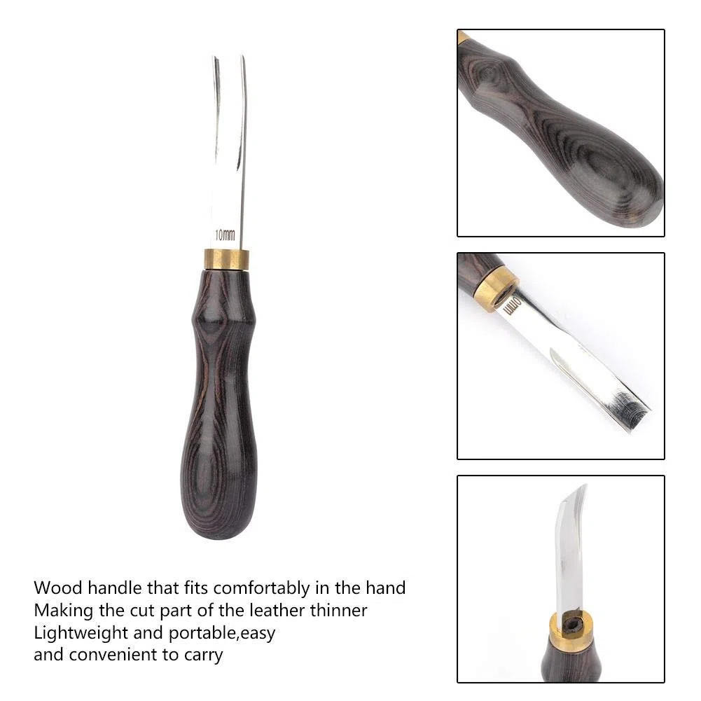 Marhynchus Leathercraft Edge Beveler utensili in pelle Coltello largo in pelle Coltello sottile Manico nero Strumento artigianale(10mm)