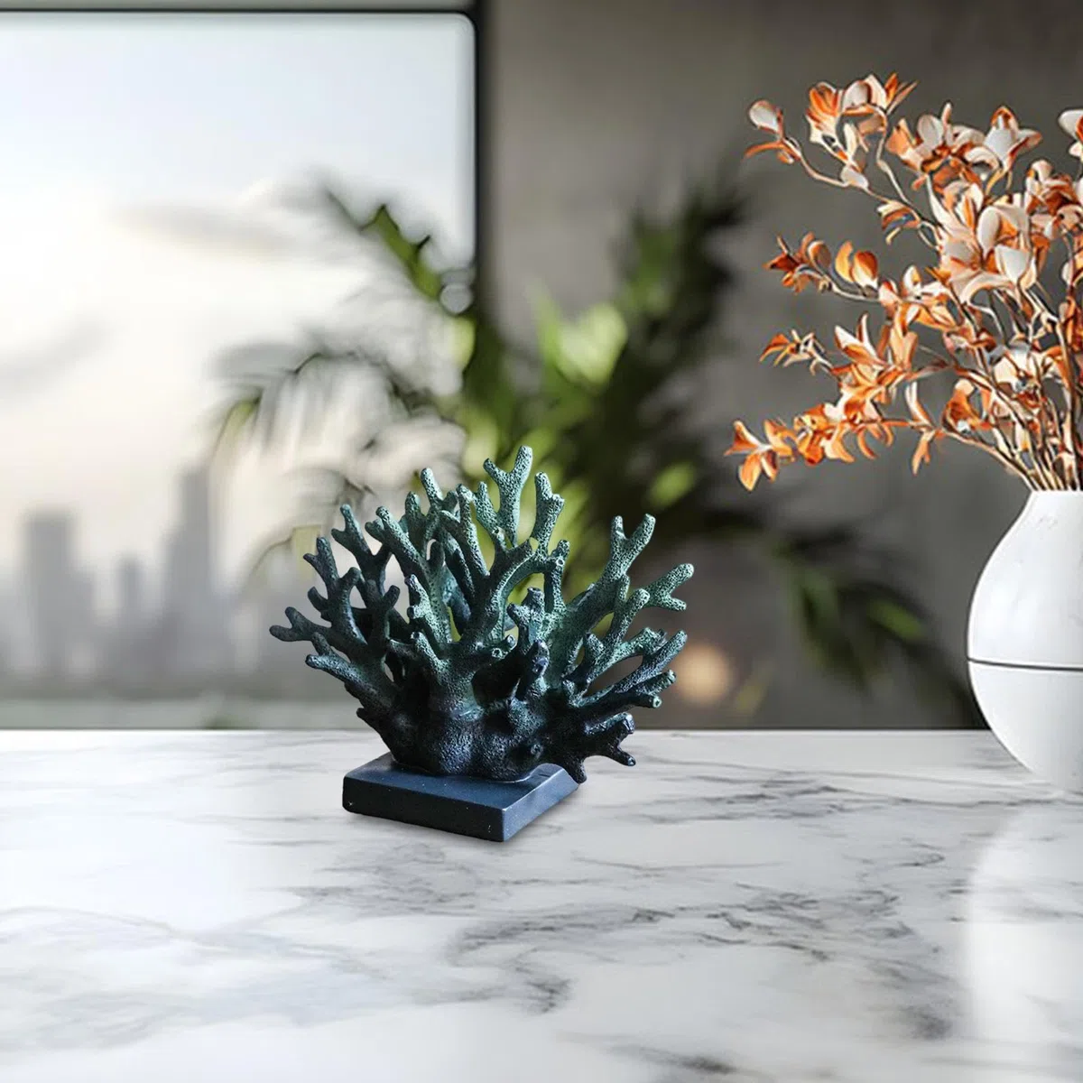 KESOTO Statua di Corallo in Resina, realistica, Moderna, Finta Decorazione Nautica in Corallo per Tavolo, Soggiorno, Bagno, mobiletto, Viola 18cmx15cm