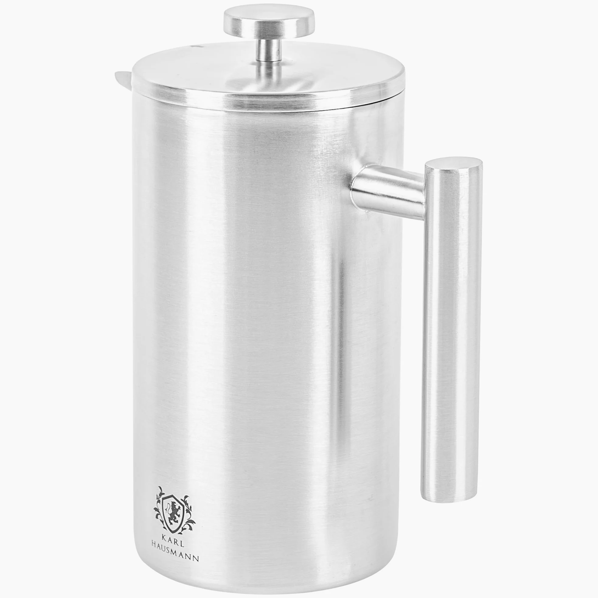 KARL HAUSMANN French Press Caffe Camping - 1 Litro / 8 Tazze - Caffettiera Francese Acciaio Inox - Macchina Caffè - coffee pressa francese campeggio - frenchpress inossidabile - Argento frenchpress