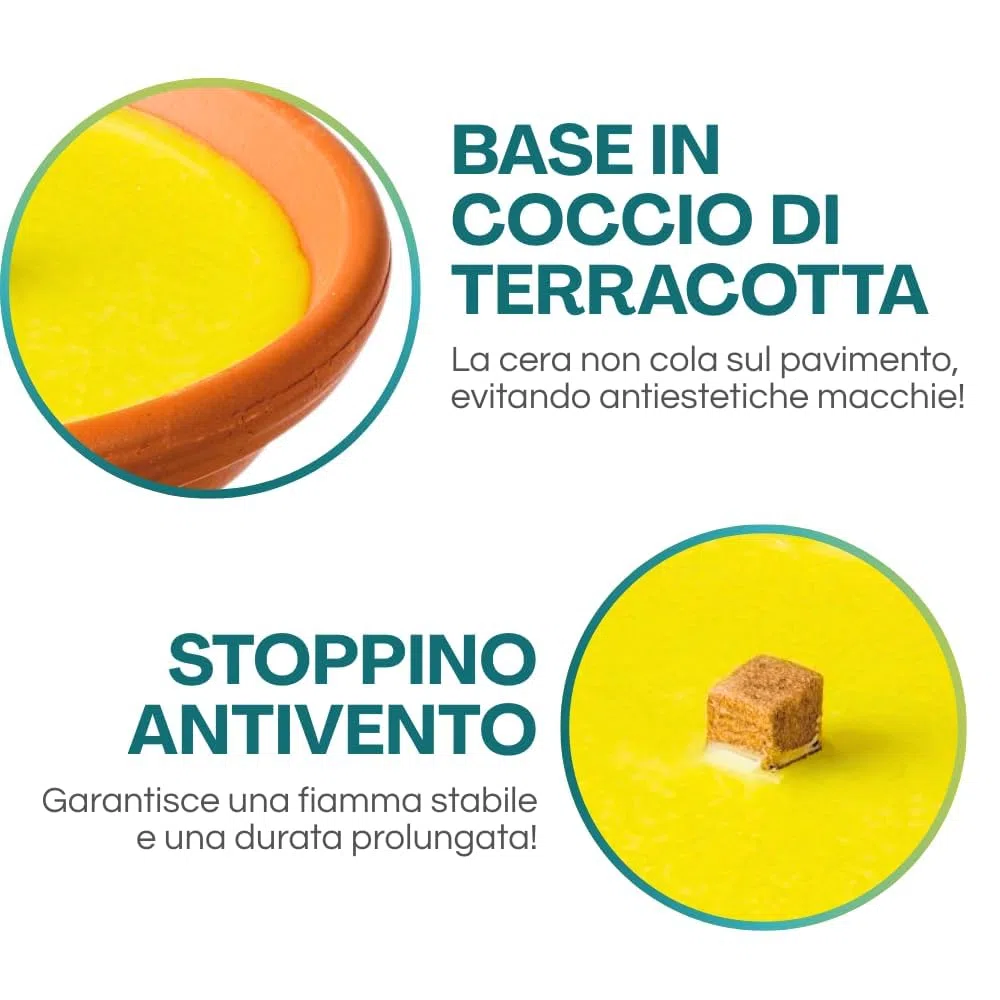 Palucart Candele alla Citronelle in Coccio, Varie Misure e Quantità, Ciotrelle contro zanzare in terracotta (10, Diam. 15cm)