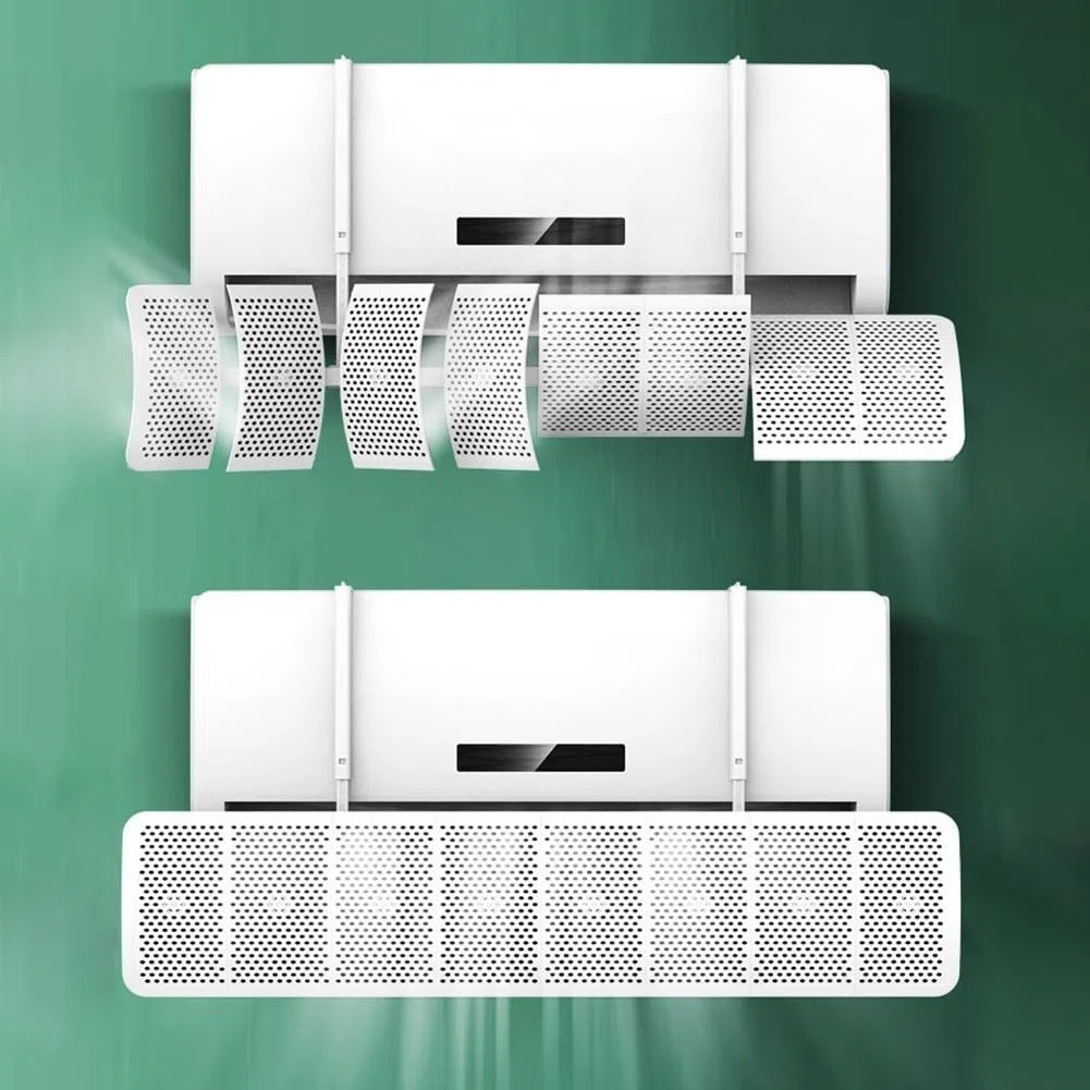 Parabrezza per condizionatore d'aria a parete con deflettore regolabile a 8 foglie, copertura di scarico in ABS anti-diretta per reindirizzare il flusso d'aria e migliorare il comfort in