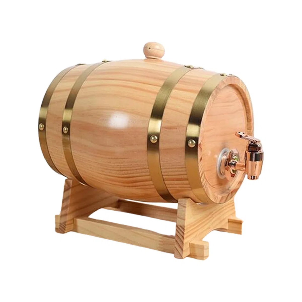 perfk Bottiglie per Vino in Rovere con Supporto, Contenitore per Birra in Legno, Distributore di Vino con Foro per Il Tappo Et Un Rubinetto, Distributore per Whisky, Vino, Birra, 3L