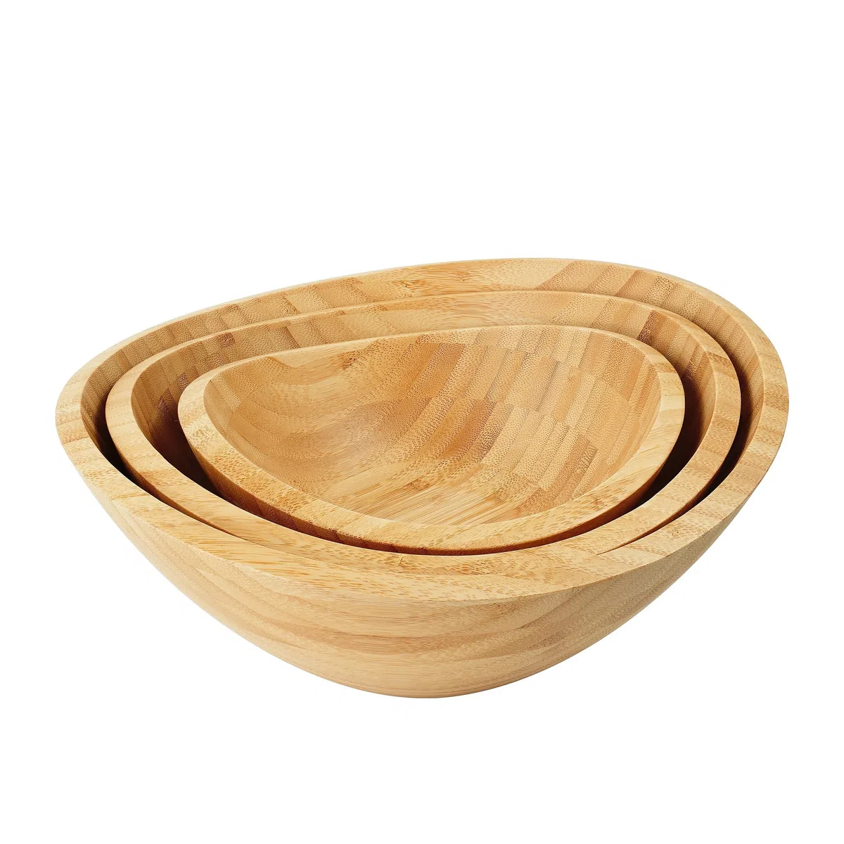 Relaxdays Insalatiera, bambù, Ovale, H x L x P: 10 x 25 x 23 cm, Ciotola per servire Insalata, Snack, Frutta, Naturale