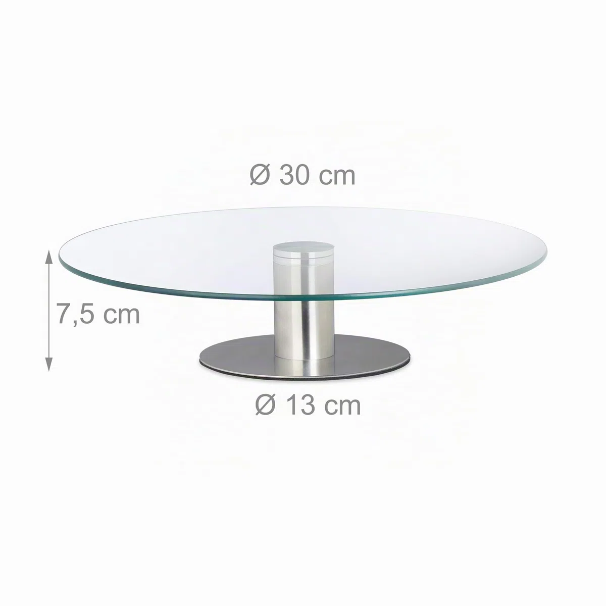 Relaxdays Piatto per torta girevole, base, piatto per torta per decorare, piattaforma girevole per torta, diametro 30 cm, trasparente, 1 pezzo