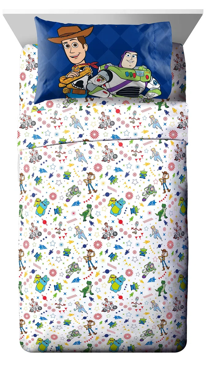 Disney Toy Story Buzz & Woody - Set di 4 lenzuola super morbide e accoglienti per bambini – lenzuola in microfibra resistente allo scolorimento (prodotto ufficiale Disney)