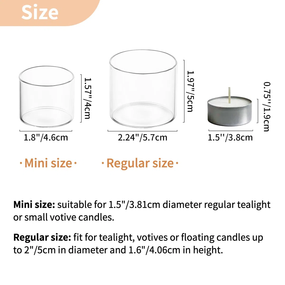 NUPTIO Portacandele Vetro: 24 Pack Mini Portacandele Titolari per Le Candele Galleggianti Cristallo Luci Del Tè Matrimonio All'aperto Galleggianti Cerimonia Festa Doccia Nuziale 4cm E 5cm H
