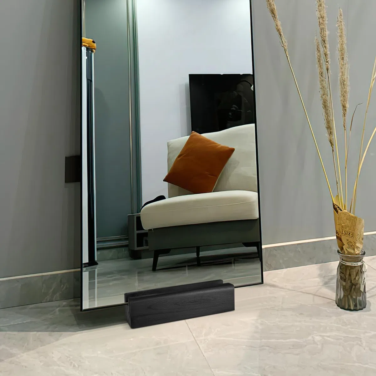 Angoily Cavalletto per specchio da trucco, supporto per specchio da pavimento, senza cornice, supporto per specchio in legno