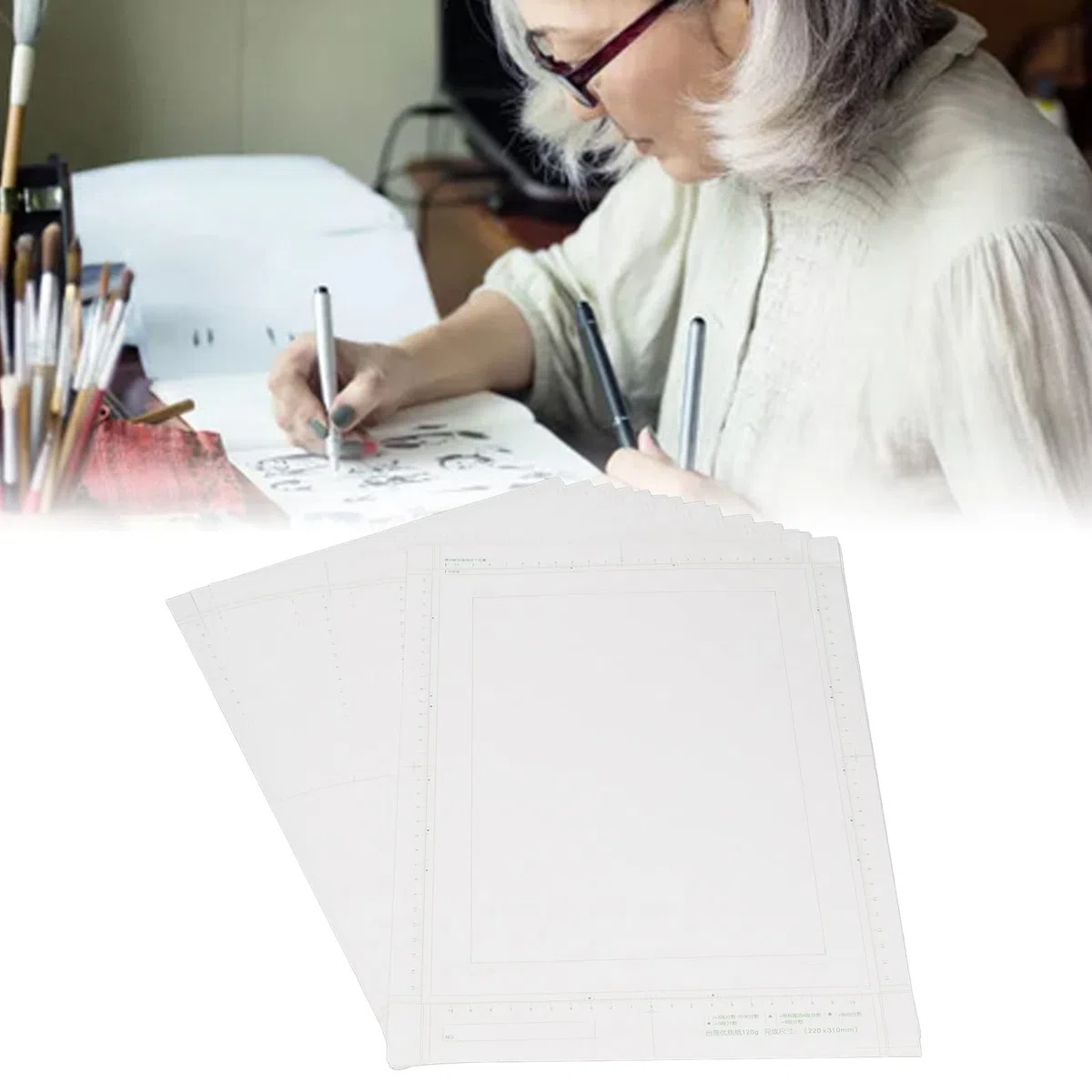 Hztyyier 30 Fogli di Carta Manga B4, 120 G di Carta per Fumetti con Scala per Artisti e Studenti