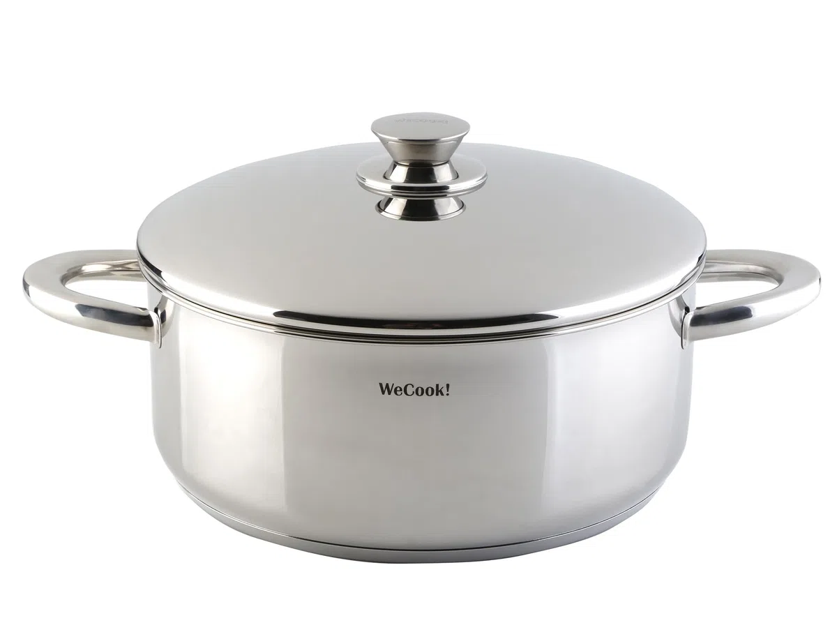 Wecook! Pentola in acciaio inossidabile 18/10 con coperchio in acciaio, Adatta a tutti i tipi di fornelli inclusa l'induzione, scala di misurazione integrata, Ø 30 cm, capacità 7,7 litri.