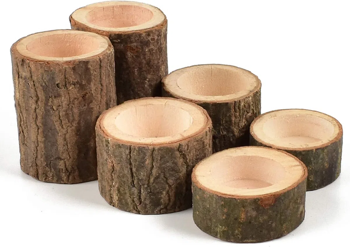 Yikko Portacandele in legno personalizzato, portacandele votivo in legno per centrotavola per matrimoni, feste di compleanno, San Valentino, decorazione per la casa, set da 6