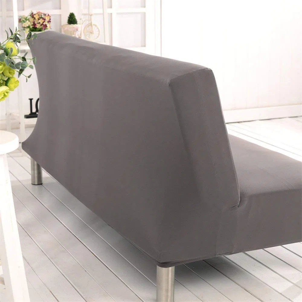 Fodera per divano senza braccioli tinta unita Stretch Fodera per fodera per futon 3 posti Fodera per divano pieghevole per elastici 3 posti Pieghevole Divano letto senza braccioli 200 x 130 cm