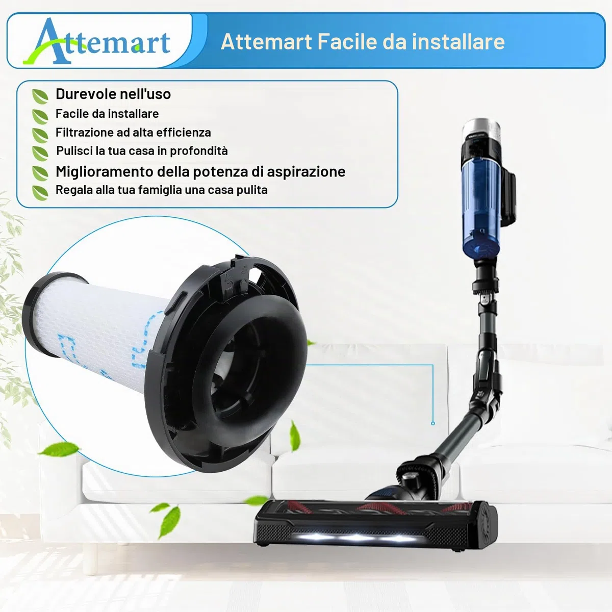 Filtri di Ricambio per Rowenta X-Pert 7.60 Animal/X-Force Flex 9.60 Aqua RH6A31 RH6A33 RH6A73 RH20C0 RH2077 X-Nano RH1127 RH1129 Aspirapolvere Accessori, Alternativa a ZR009010, 3 pezzi