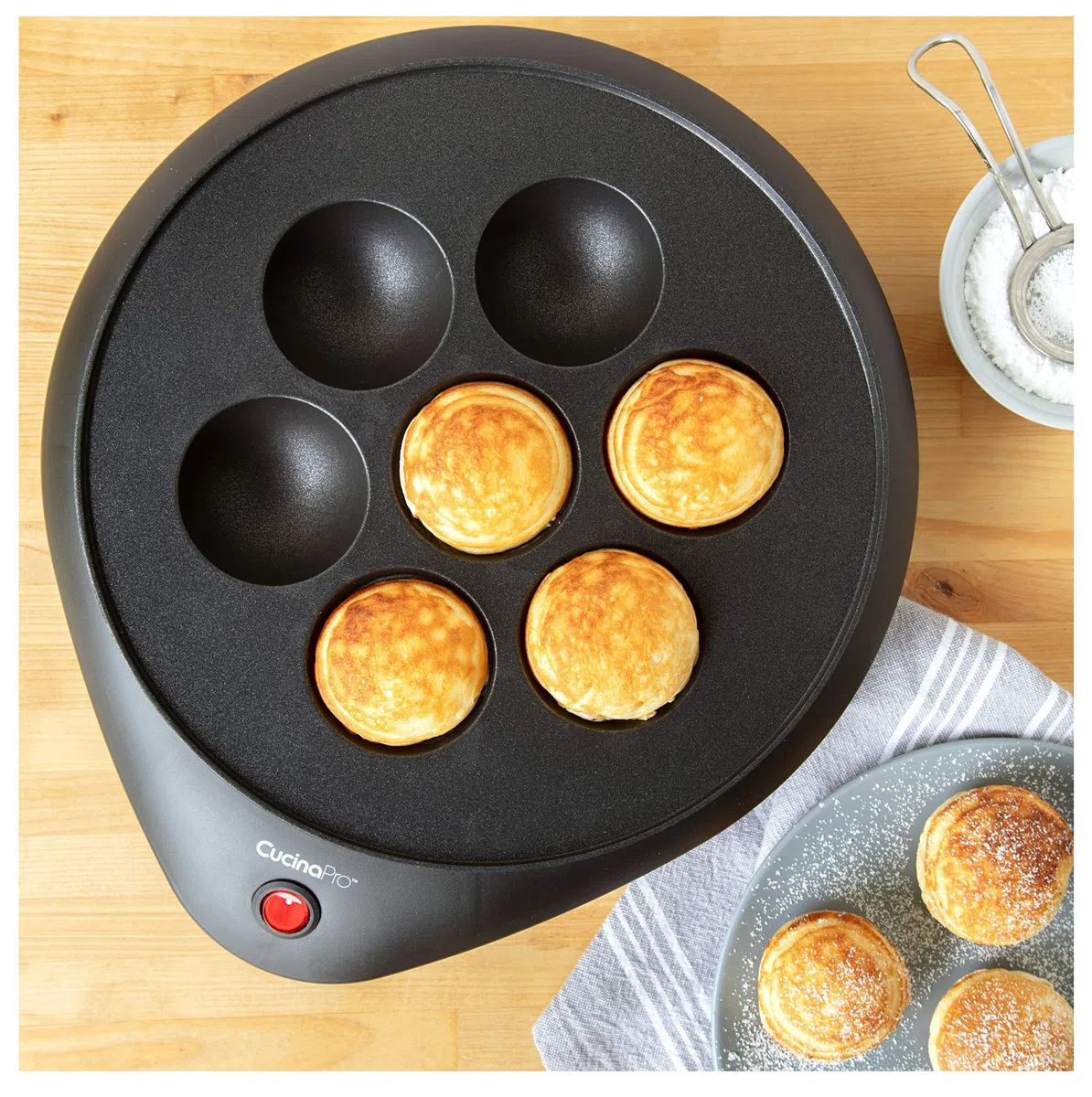 Cucinapro-Creatore Della Ciambella E Cucina Elettrica Ebelskiver Pan Baker-Per Fori Di Ciambella E Schiocchi Della Torta Con La Superficie Antiaderente