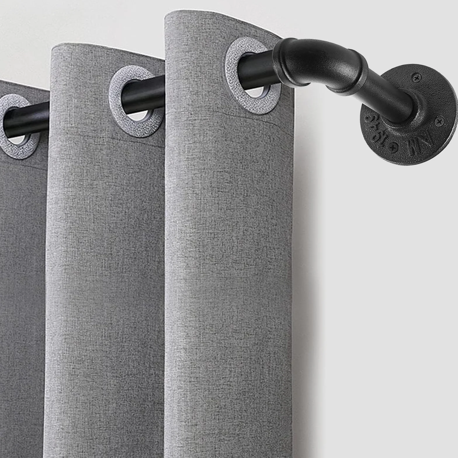 PUWOWYE Bastone per tende nero estensibile, bastone tenda soffitto industriale, Bastone Tenda possono diametro 25 mm, Bastoni per Tende Estensibili per finestre, 80-150cm