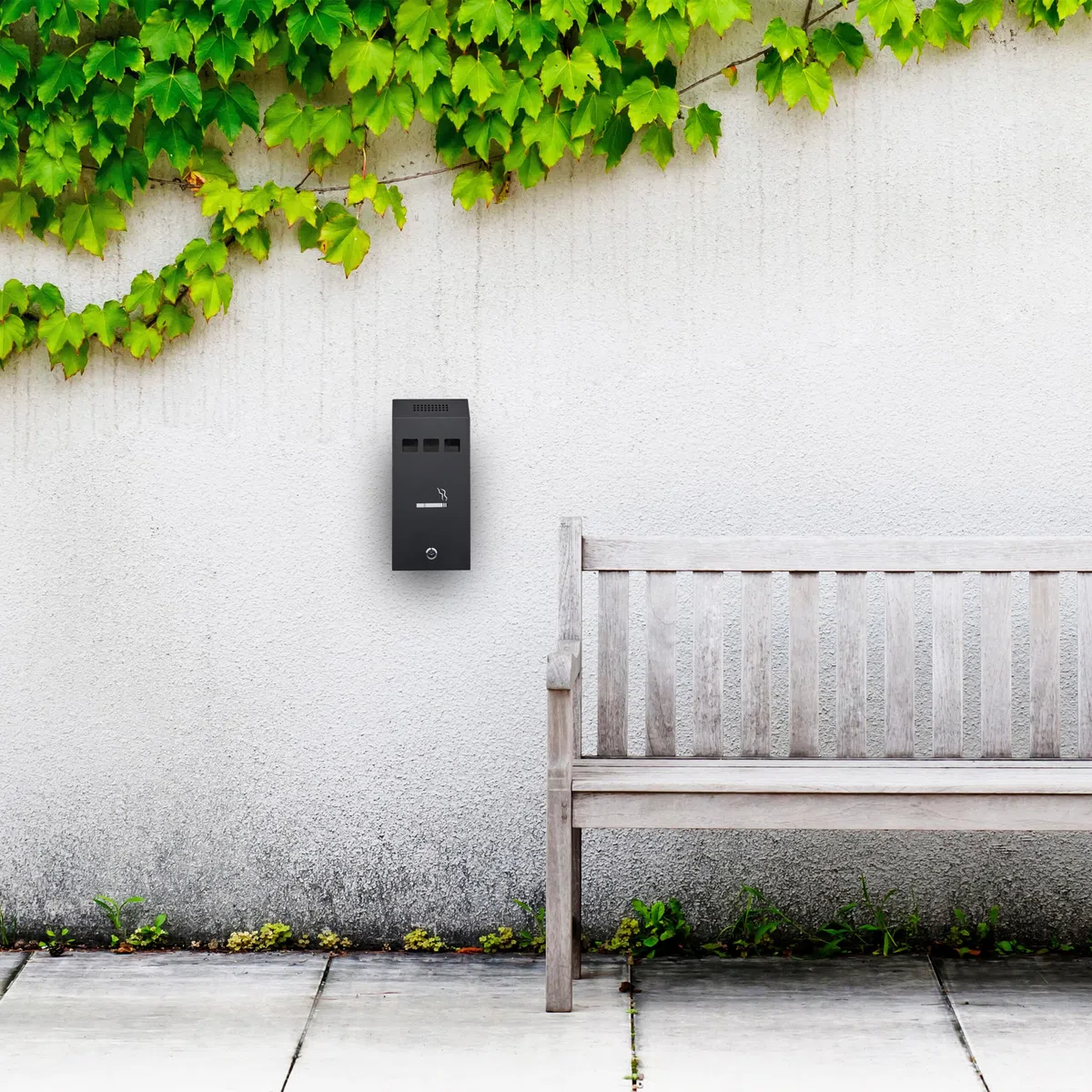 Relaxdays Posacenere da Muro per Esterno, Ceneriera con Chiave, Contenitore Interno Rimovibile, 32,5 x 15 x 6 cm, Nero