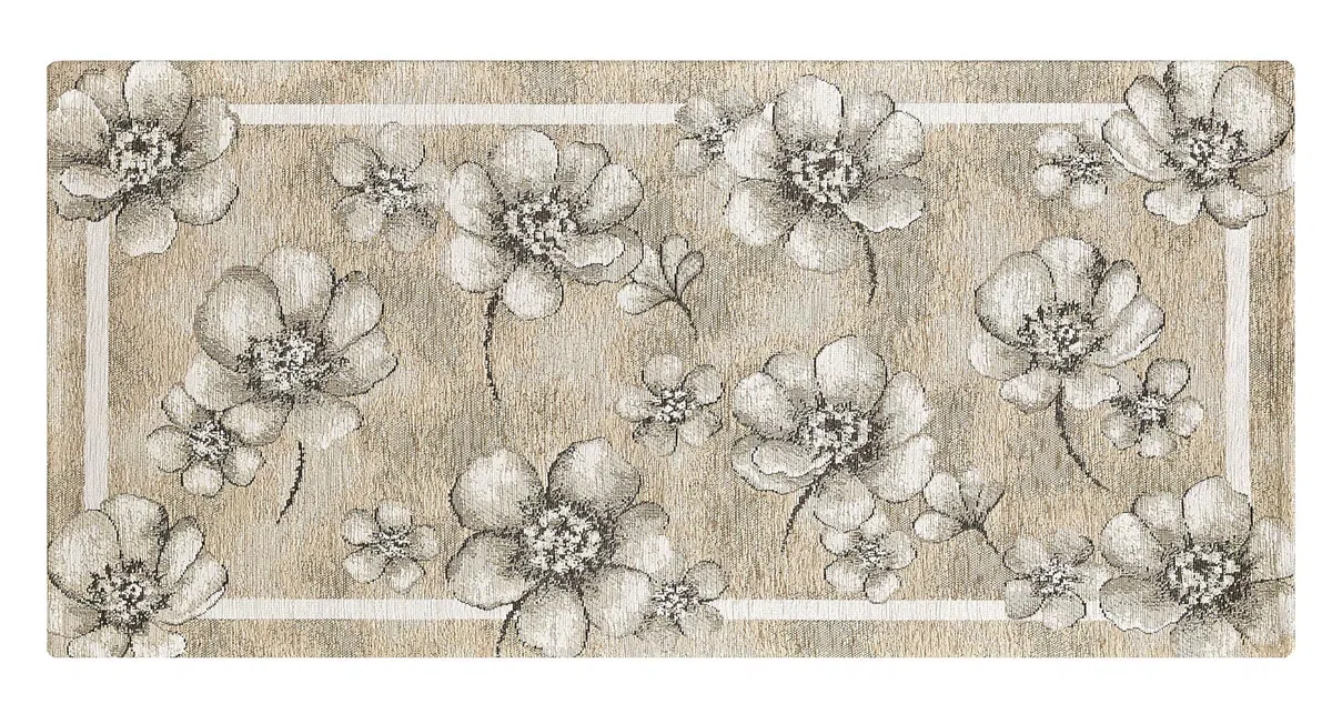 by Suardi Tappeto Cucina Bagno Emily Antiscivolo Lavabile in Lavatrice, Passatoia 55 cm in Ciniglia Jacquard Floreale, Made in Italy, Vari Colori e Misure (Tortora, 55x115 cm)