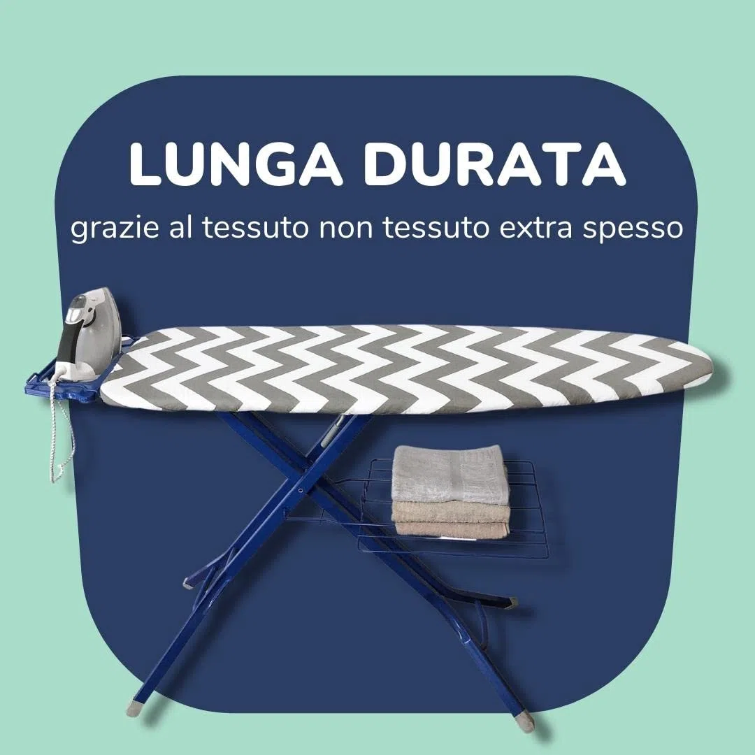 Copriasse da Stiro Cotone Universale - Copertura Asse da Stiro con Imbottitura Speciale per una Facile Stiratura - Extra Panno Protettivo per Indumenti Delicati