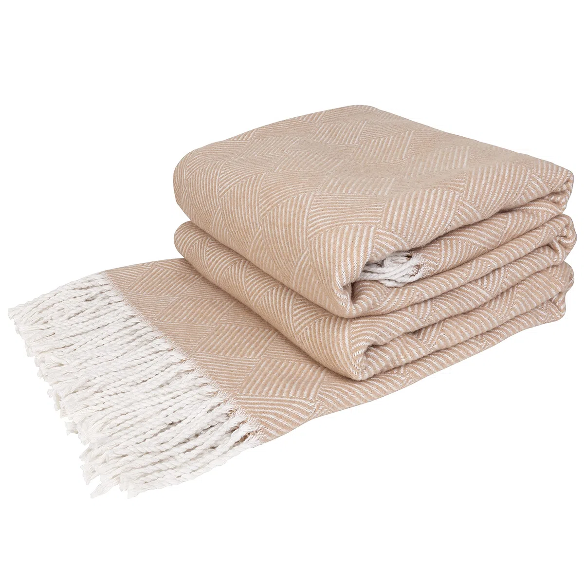 LYHome Сoperta Cotone - Copriletto per Letto Divano, Copridivano Singolo Una Piazza e Mezza Matrimoniale, Plaid Mezza Stagione, Coperte Estivo, Primaverile 140x200 cm, Beige - Bianco Quadri a strisce