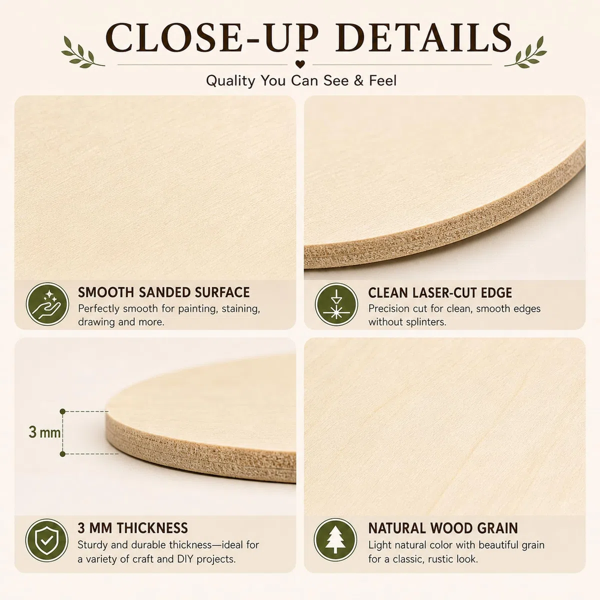 STARVAST 50 dischi di legno grezzo naturale, fetta di legno 15 cm con spessore 3 mm, tondi di legno per arti e mestieri, decorazioni natalizie, artigianato fai da te, 6 pollici