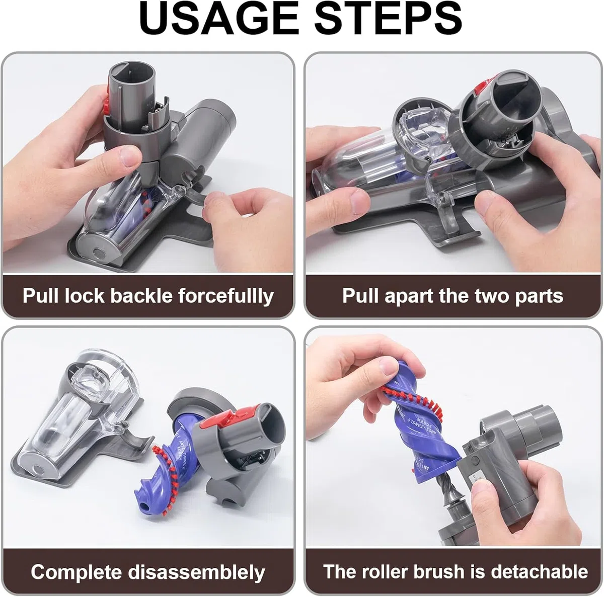 Mini Spazzola Turbo senza Peli Compatibile con Aspirapolvere V7 V8 V10 V11 V15 SV10 SV11 SV12 SV14, Ideale per Pulire Divani, Cestini per Animali, Materassi, Scale