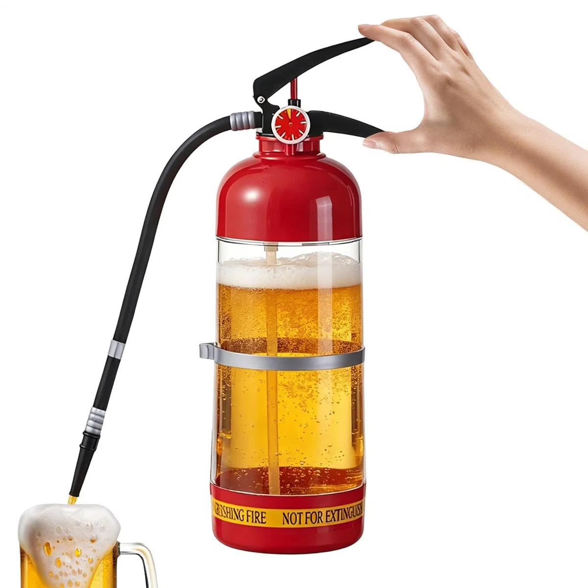 Dispenser di birra da 3 l, a forma di estintore, dispenser di bevande, portatile, versatore di vino, torre birra, accessorio per feste, per casa, ufficio, feste, ristoranti