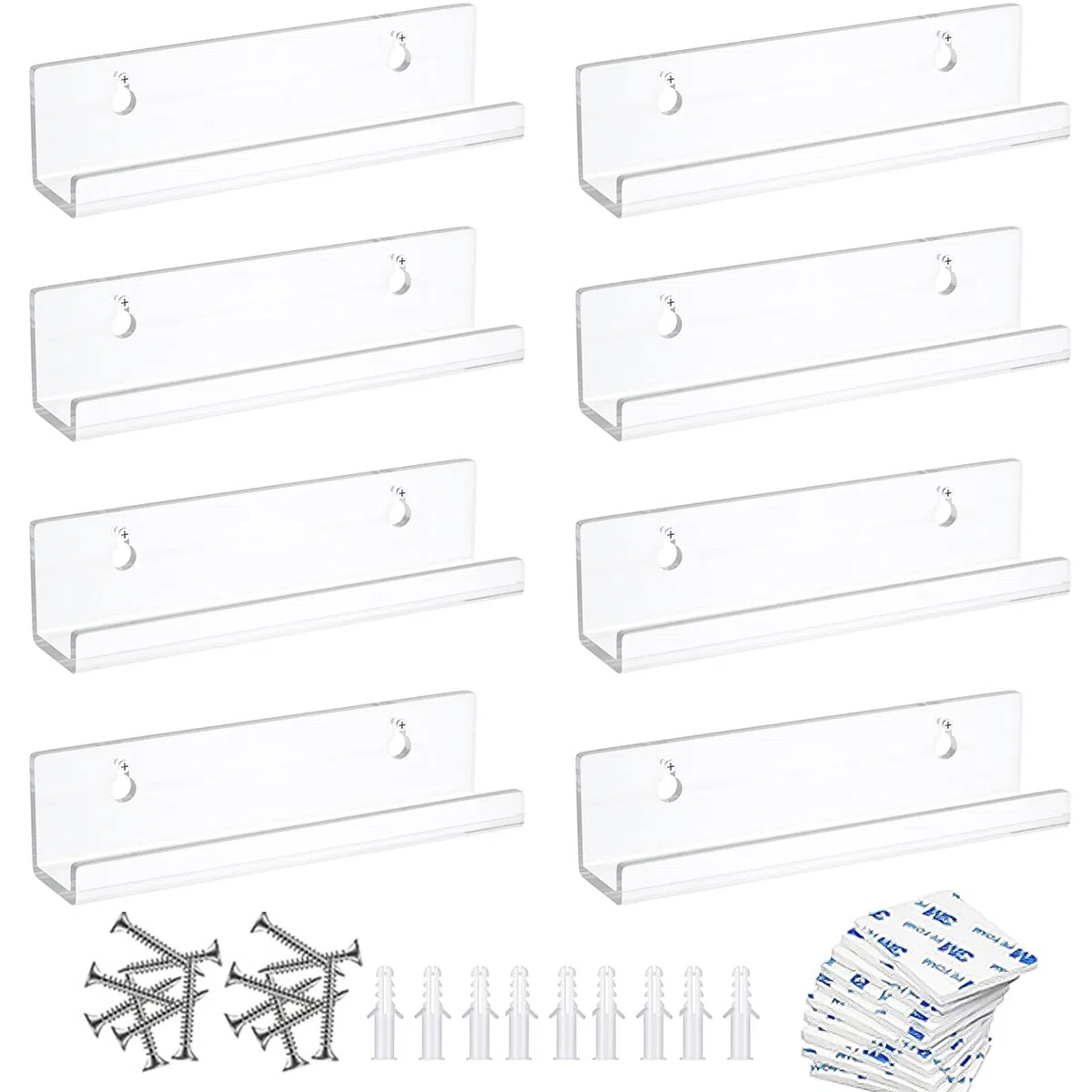 Scaffale per Ddischi Vinile 8 Pz Espositore da Parete per Dischi in Vinile Porta Dischi Vinile da Parete Mensole per Dischi in Vinile Acrilico Trasparente per Esporre Libri Dischi Foto 30,5*4,3*4,3cm