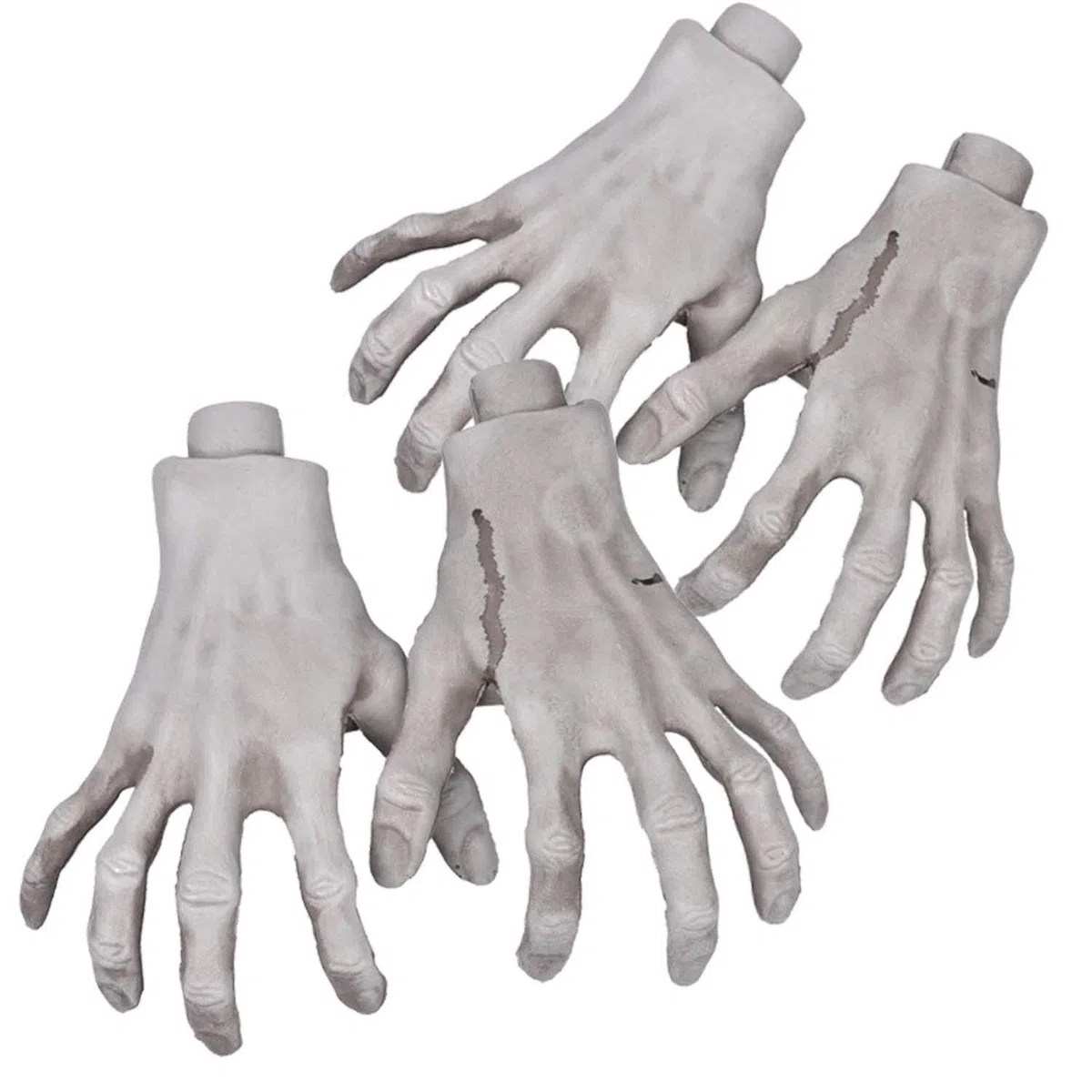 XONOR 2 paia di mani di zombie di plastica realistiche di Halloween per la decorazione di oggetti spaventosi di terrore di Halloween