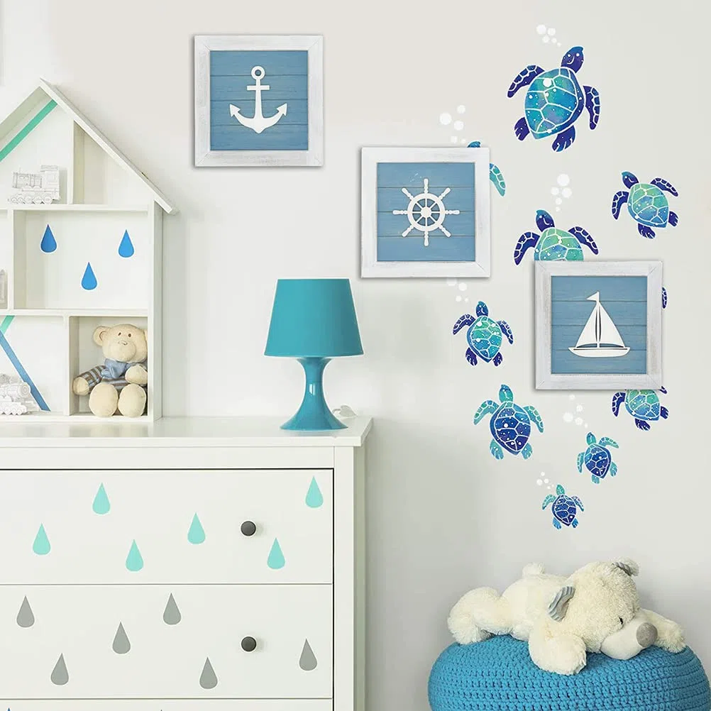 Artigianato in Legno con Animali Marini, Decorazioni per Pareti da Spiaggia, Decorazioni Estive per la Casa per Bagni Costieri, Tema Nautico, Decorazioni da Parete 3D con Stelle