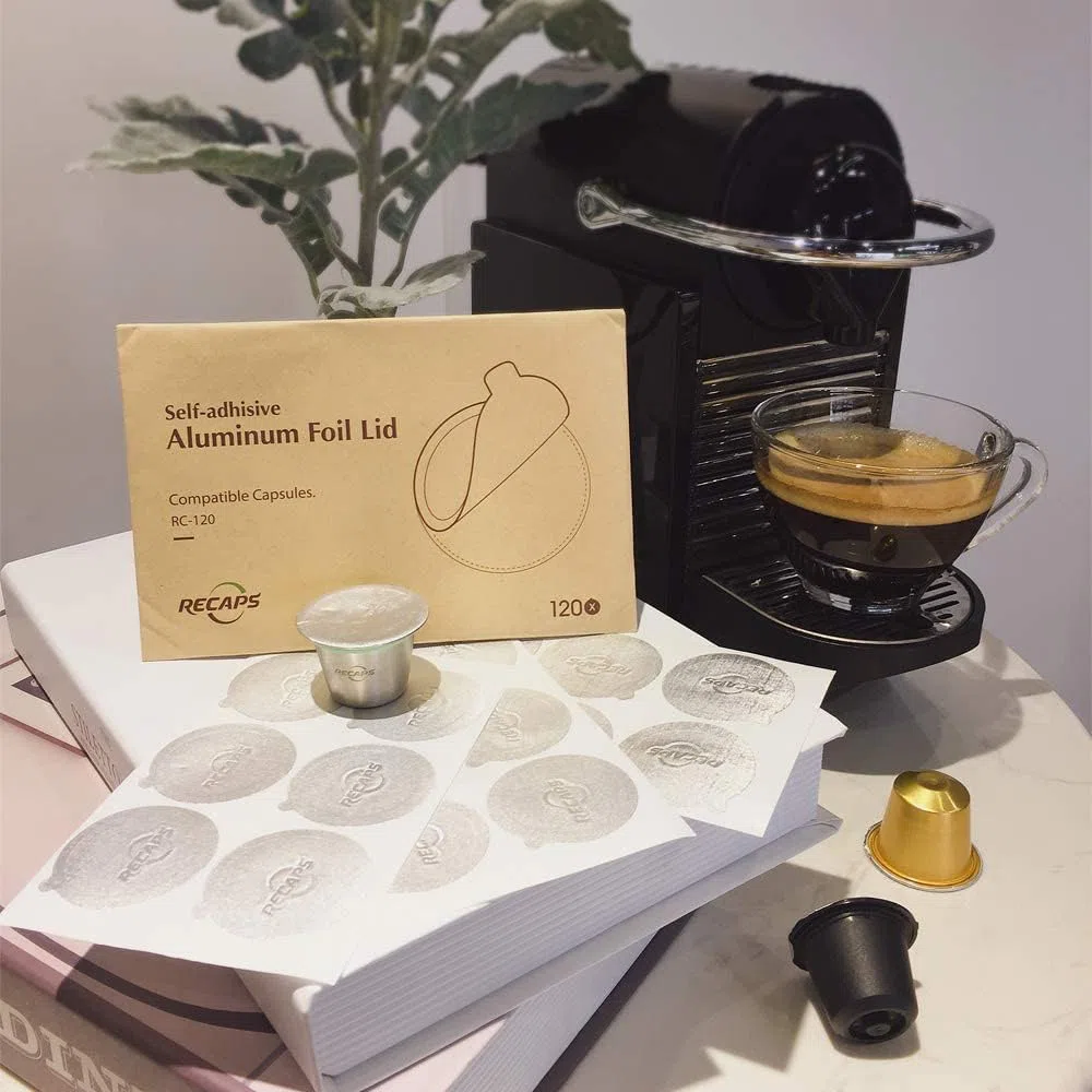 RECAPS Coperchi in alluminio per espresso, sigillanti riutilizzabili, compatibili con Nespresso Original Line (coperchi 240 pezzi) 37 mm di diametro