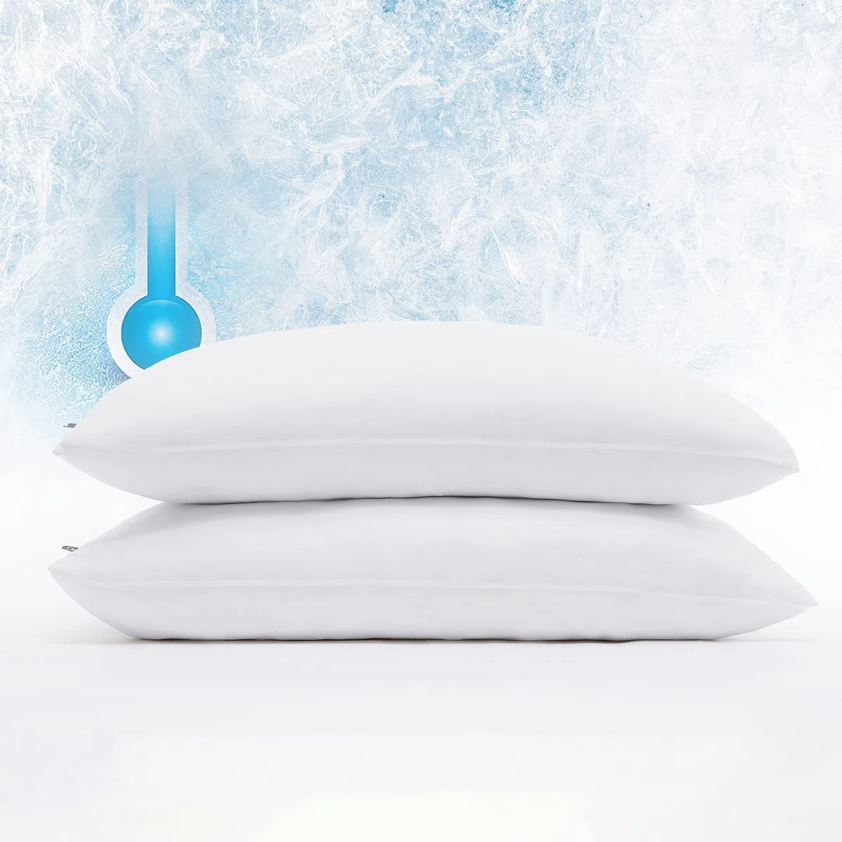 Serta Power Chill - Proteggi cuscino rinfrescante, antimacchia e con cerniera, protegge il cuscino da polvere e sporco, king size, bianco, 2 pezzi
