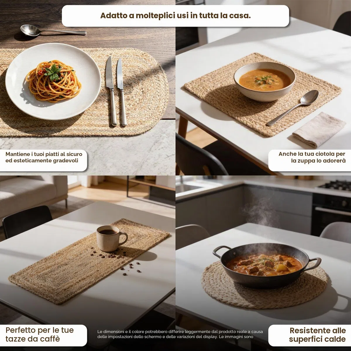 Craft Trade - Runner da tavolo in juta naturale per tavolo da pranzo in stile fattoria, vintage, boho, runner da tavolo da cucina - 33x91 cm ovale