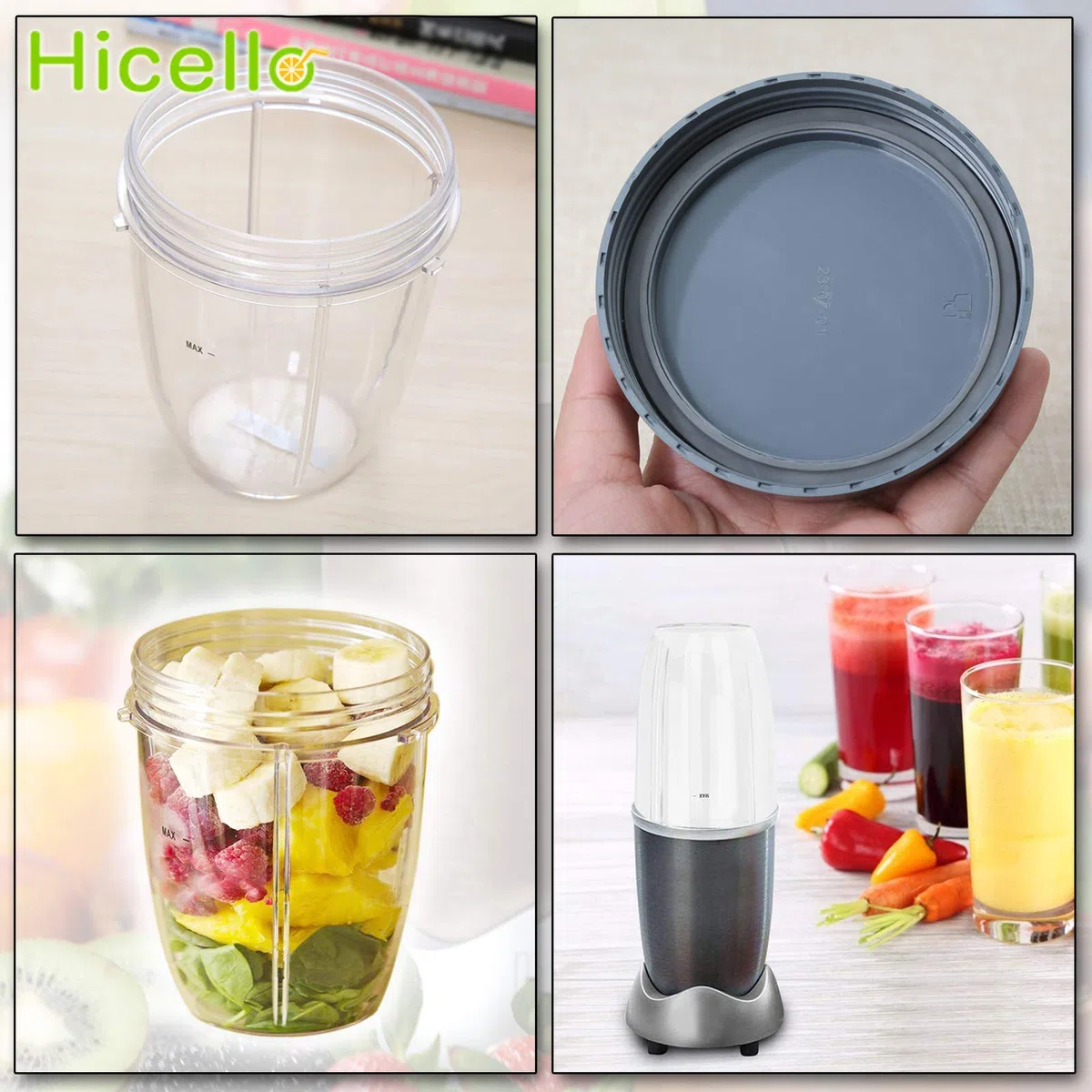 Set di 2 Tazze da 18 Once con Coperchio di Ricambio per frullatore Nutribullet 600 W/900 W