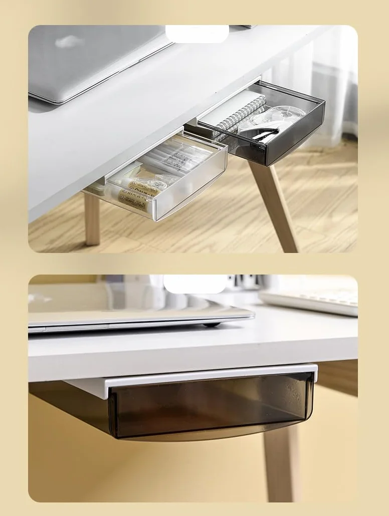 TUKA-i-AKUT 2X 1,7L Cassetti Sotto Scrivania, 21x18x5,4cmcm Autoadesivo Nascosta Cassetto Sottostruttura, Scatola di Portaoggetti Scrivania/Mobile/Libreria/Mobile da Cucina ecc. 2 Unità Nero TKD8607