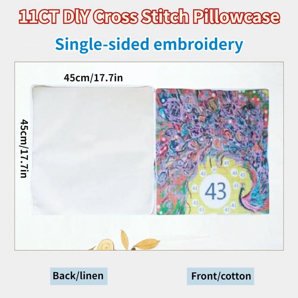 WallustrioaW cane animale Ricamo per Cuscino a Punto Croce prestampato,barboncino,Punto Croce Kit Ricamo A Punto Croce Kit Cuscino Per Arredamento Casa 45x45cm