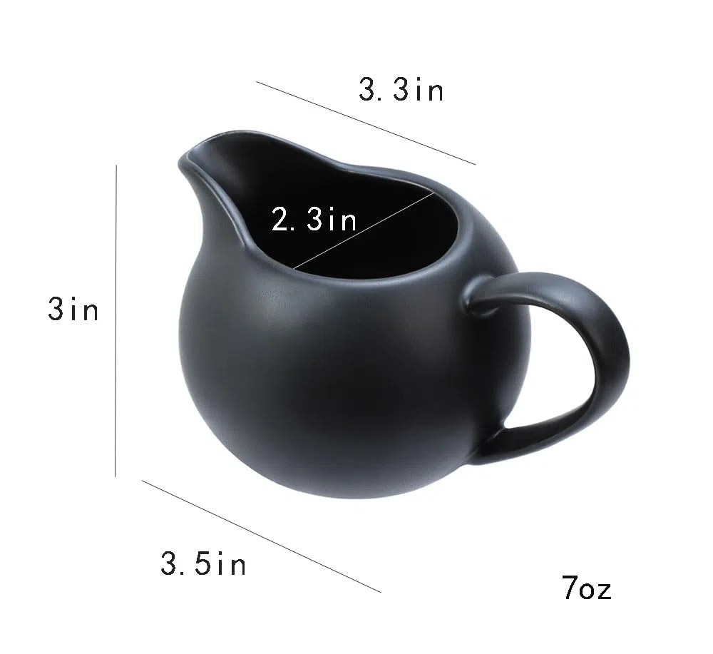 Set da caffè in ceramica semplice, nero, brocca e zuccheriera
