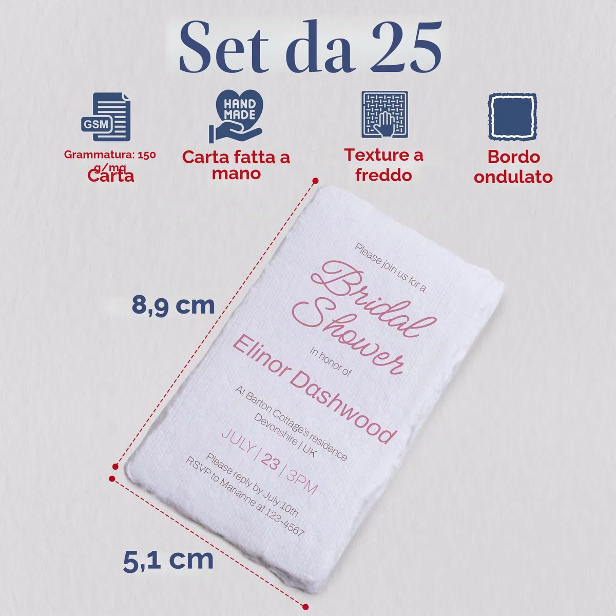 Wanderings - Carta per Biglietti Fatti a Mano con Bordo a Ponte - 25 Fogli - Carta per Acquerello/Tecnica Mista Artisti, Artigiani - Etichette, Segnaposti, Appunti - 150 GSM - Piegata a 5x9 cm