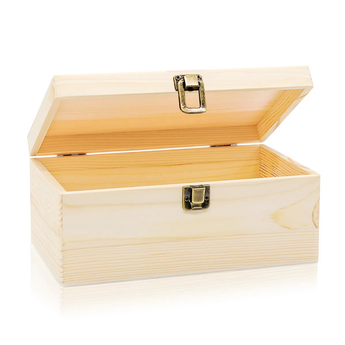Scatola in legno con coperchio e serratura, 23,5 x 14 x 10 cm, in legno con coperchio curvo, senza manici, piccola scatola in legno