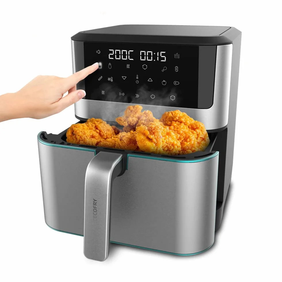 Cecotec Friggitrice Ad Aria da 8L Cecofry Supreme 8000. 1800 W, Pannello Touch, 30º-200 ºC, 10 Modalità Preimpostate, Preriscaldamento, Avviso, Finiture In Acciaio Inossidabile